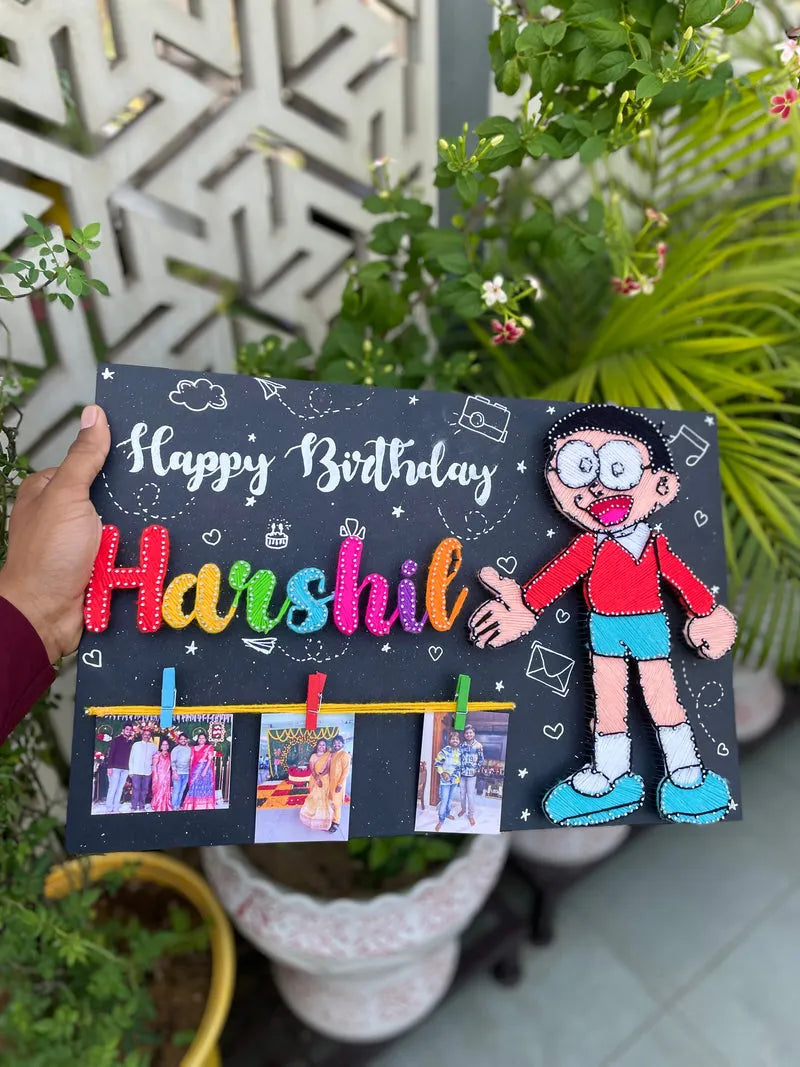 Nobita Cartoon Birthday String Art Nameplate: A Wonderful Present for Your Brother