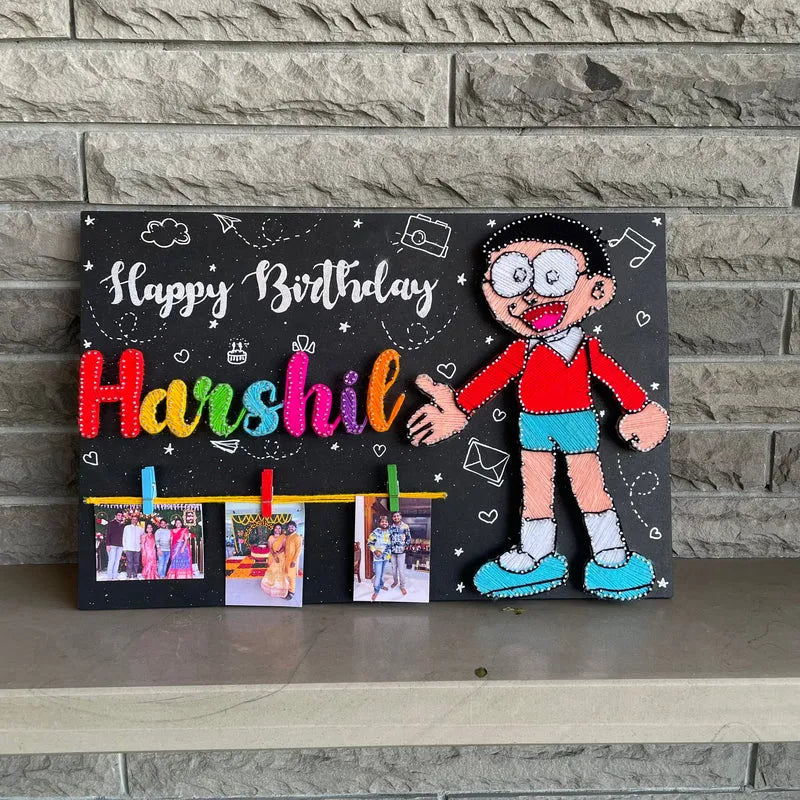 Nobita Cartoon Birthday String Art Nameplate: A Wonderful Present for Your Brother