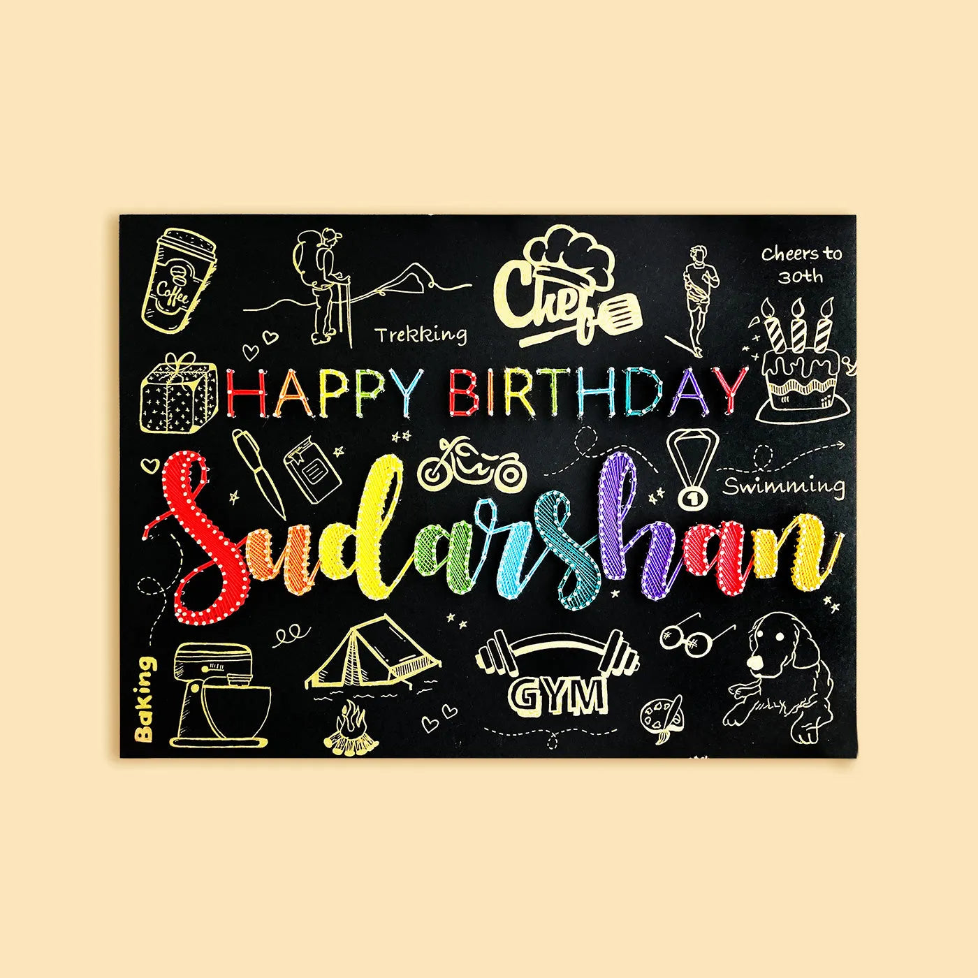 Customised Happy Birthday Nameplate with String Art