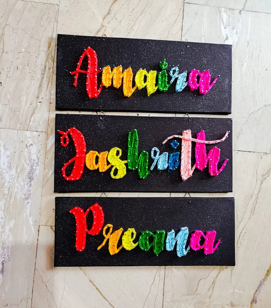 Name Boards with Customised Rainbow String Art