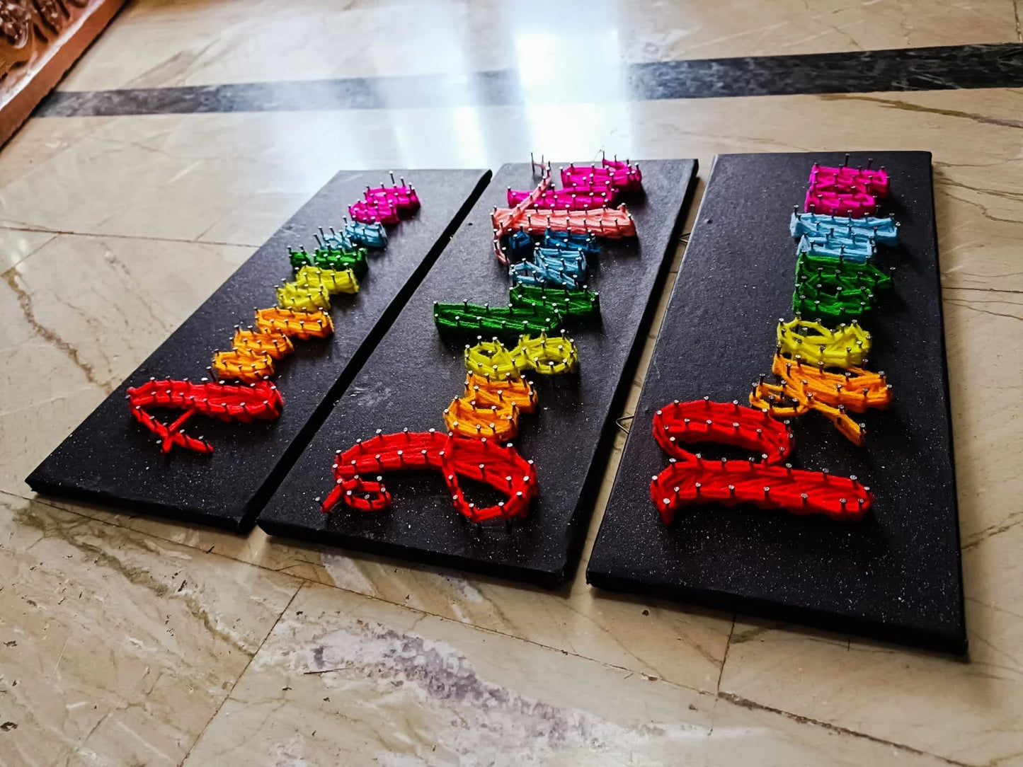 Name Boards with Customised Rainbow String Art