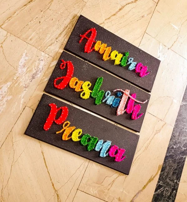 Name Boards with Customised Rainbow String Art